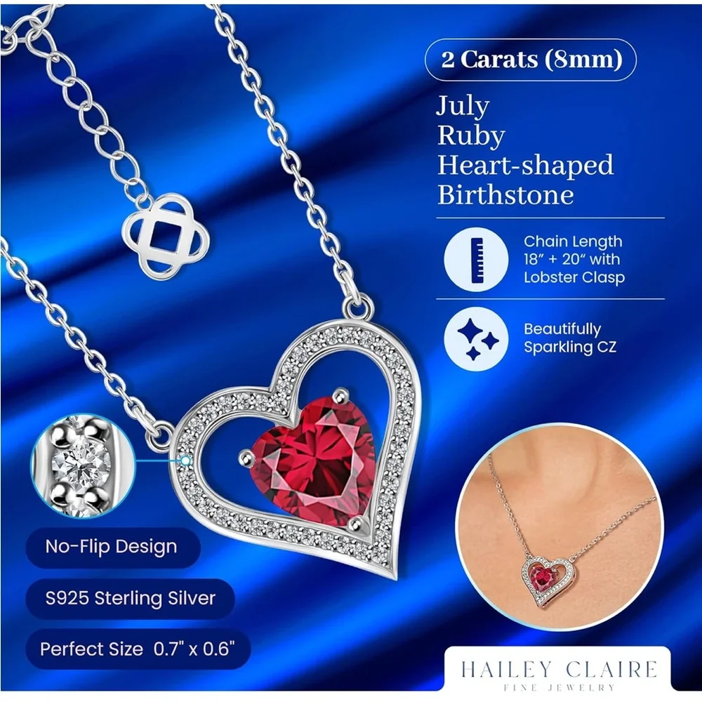 HCJ Rhodium-Plated Silver Heart Necklace